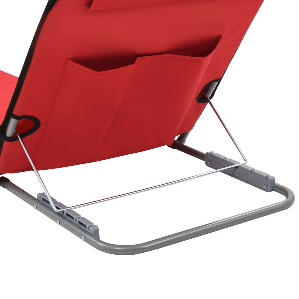 vidaXL Campingliege Klappbare Strandmatte 2 Stk Stahl und Stoff Rot