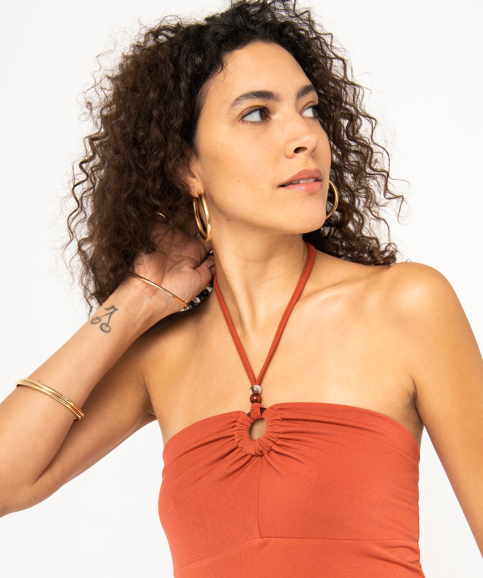 Débardeur à nouer autour du cou femme orange | GEMO