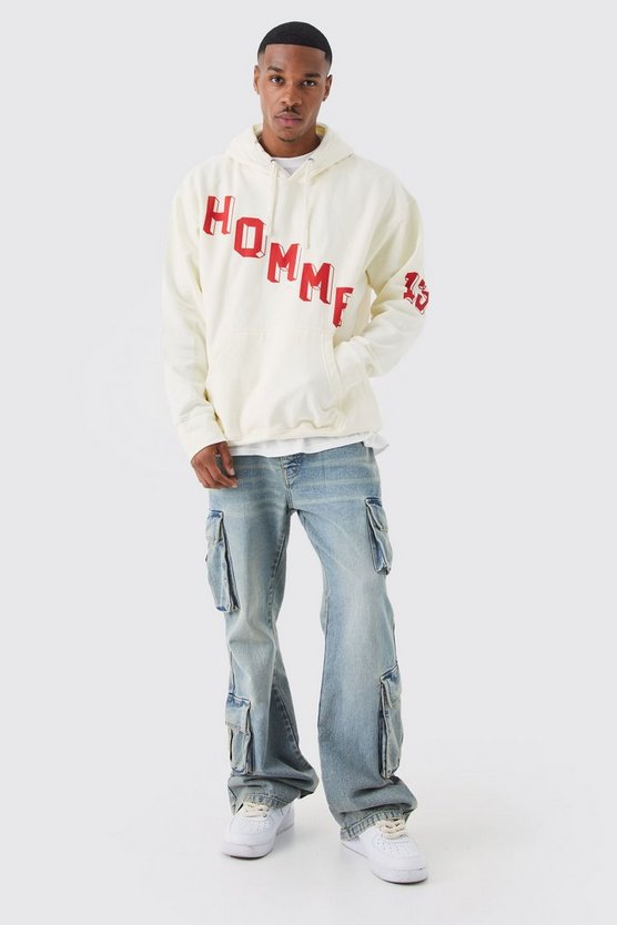 Oversize Hoodie mit Homme Print