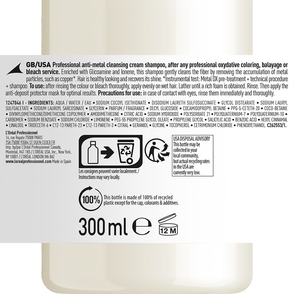 L'Oréal Professionnel Paris Serie Expert Metal DX Shampoo für coloriertes und geschädigtes Haar, langanhaltende Farben & Glanz 300 ml