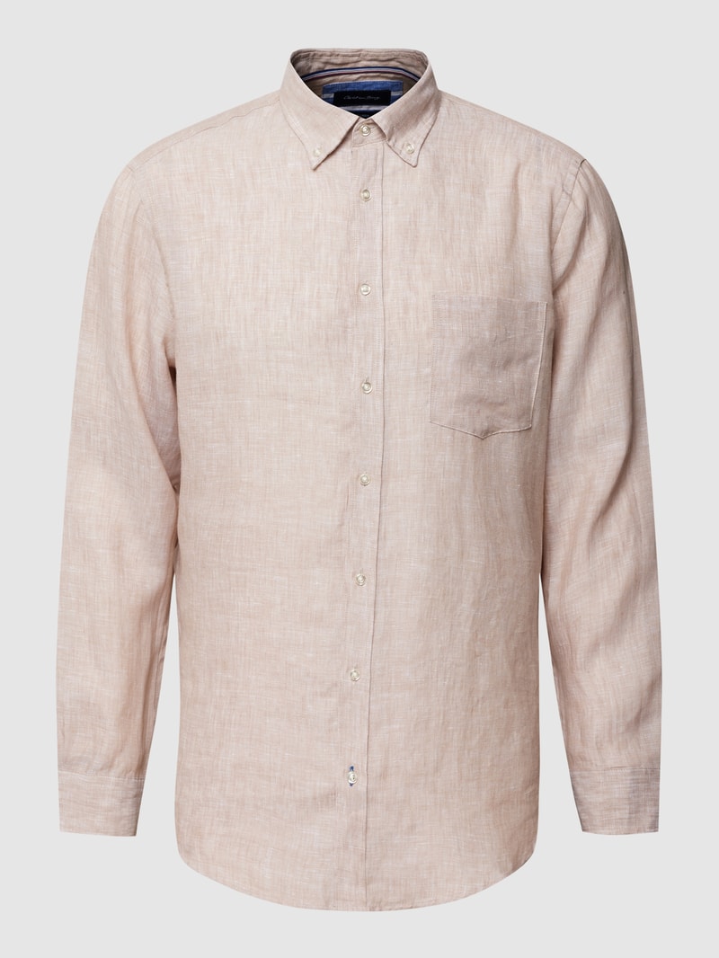 Freizeithemd mit Button-Down-Kragen in sand