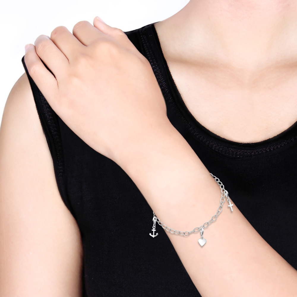Elli Elli Bracelet Anker Herz Kreuz 925 Sterling Silber Bracelet