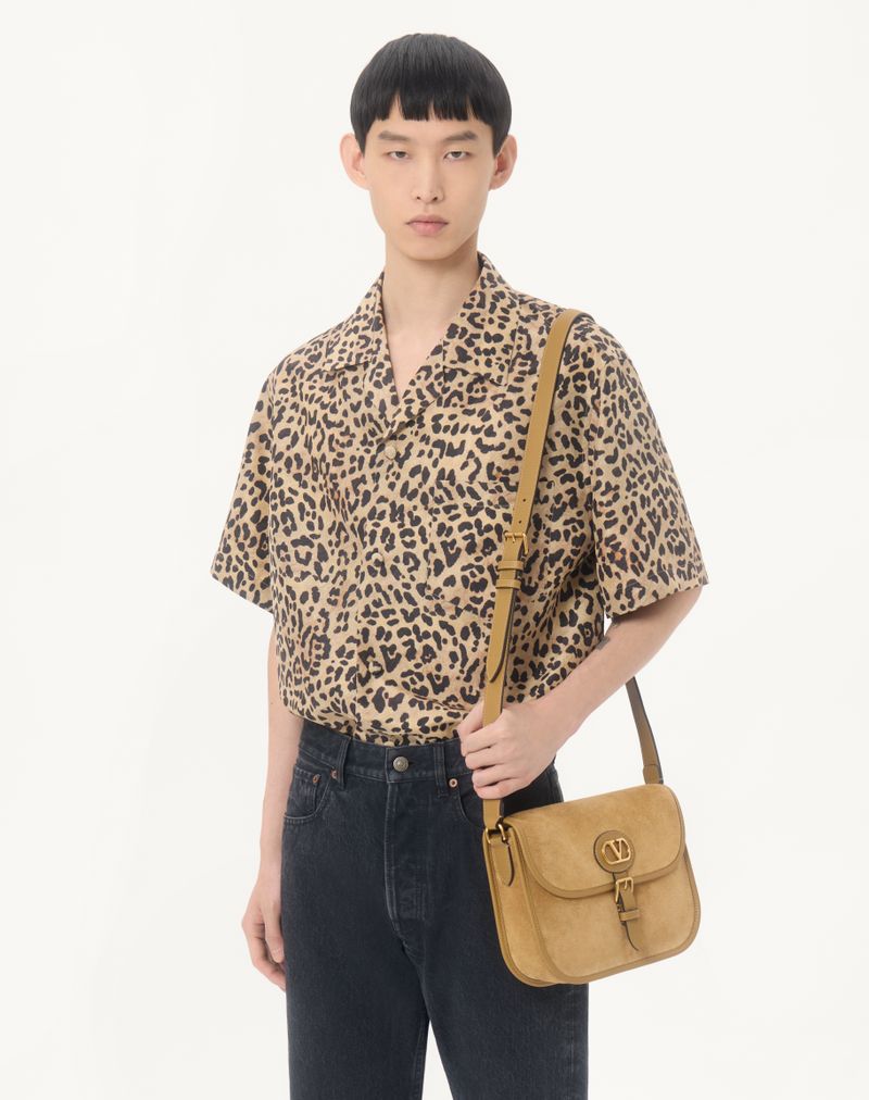 Camisa Valentino Habotai Silk Bowling com estampa Fauve Eclat Animalier