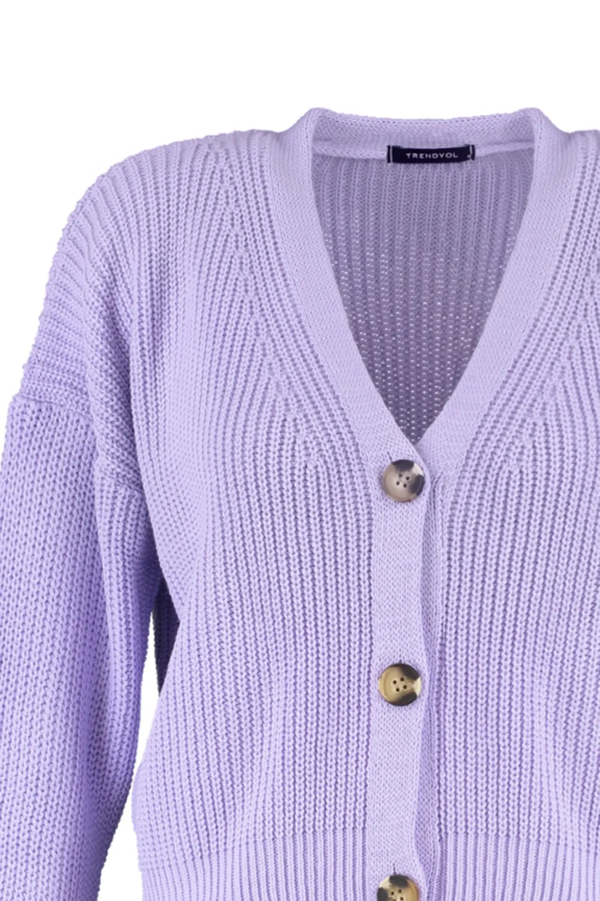 Trendyol Collection  Lila Strickcardigan mit Knopfdetail TWOAW21HI0104