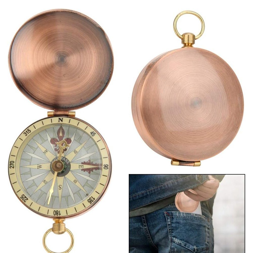 Tian Dee Kartenkompass Tragbarer Kompass im klassischen Retro-Stil für Outdoor-Aktivitäten