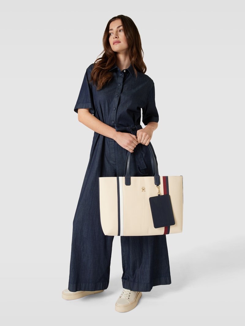 Handtasche mit Kontraststreifen Modell 'ICONIC' in sand