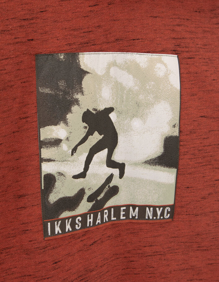 Sweat rouge foncé chiné visuel skateur garçon