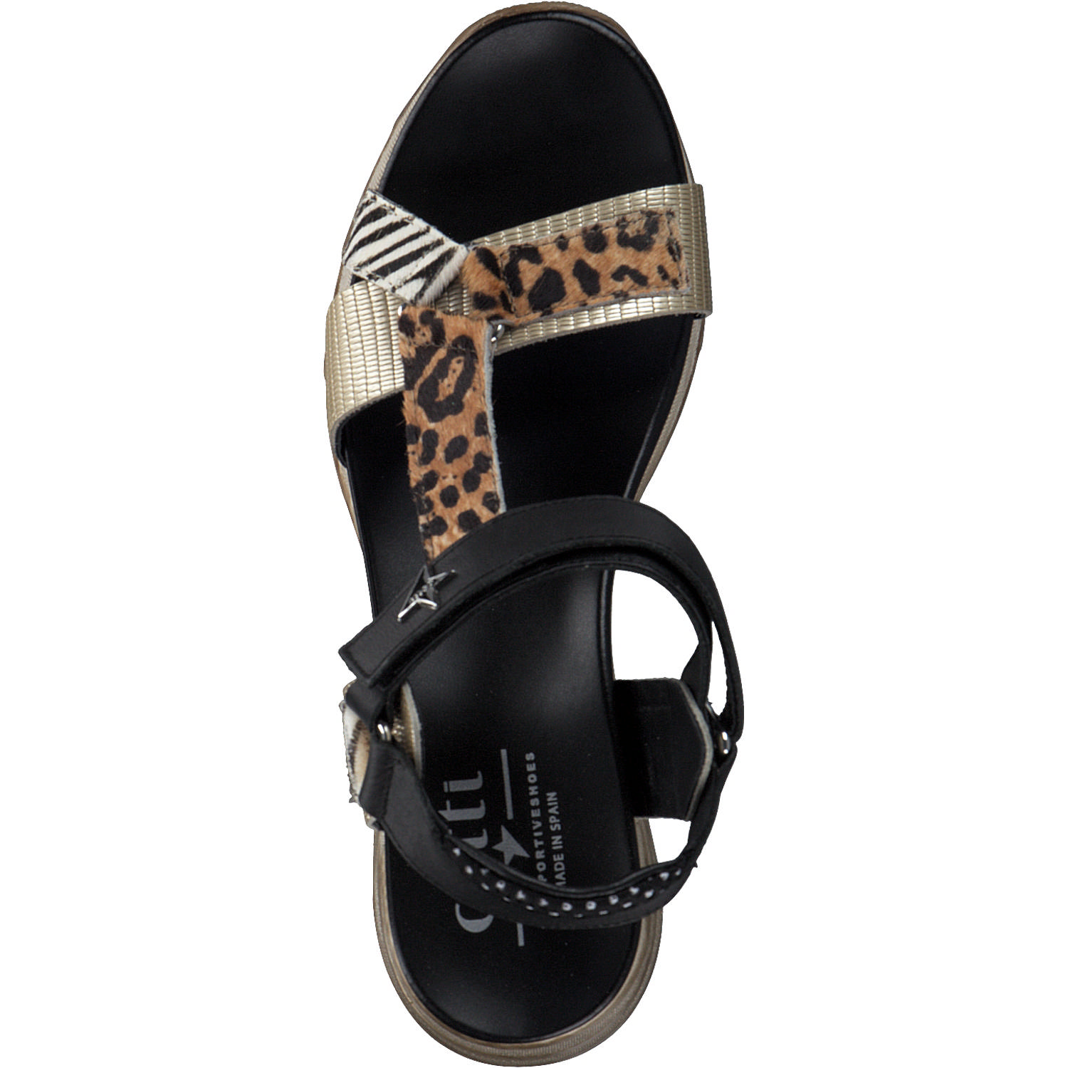 Cetti C1317, Plateau-Sandaletten, Damen, leopardo multicolor