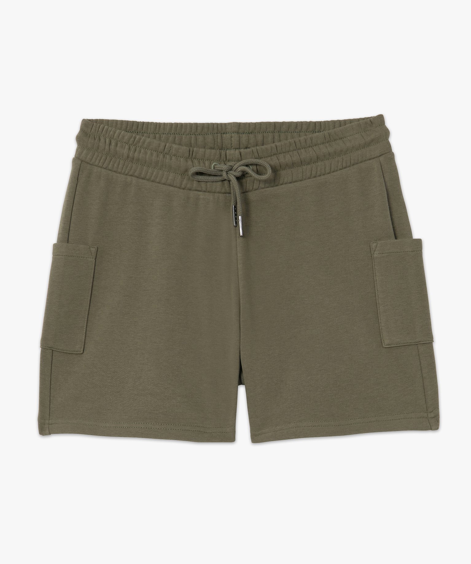 Short femme en maille avec ceinture élastiquée kaki | GEMO