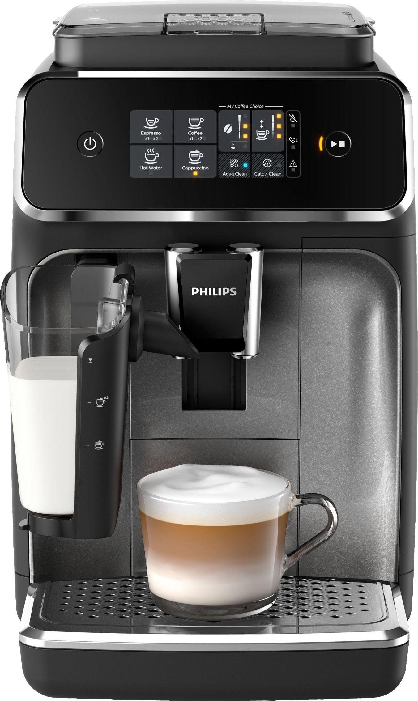 Philips Kaffeevollautomat 2200 Serie EP2236/40 LatteGo, für 3 Kaffeespezialitäten und anpassbarer Stärke, matt-schwarz