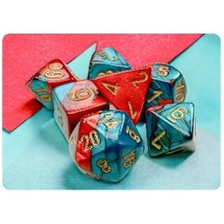 Gemini Mini-Polyhedral 7-Die Set - Red-Teal/Gold
