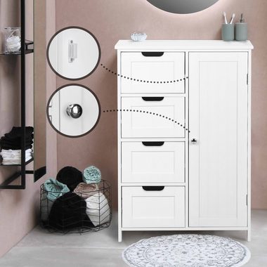 MIADOMODO Badkommode Badezimmerschrank - Weiß, MDF, Verstellbare Regalebenen, 55x30x82cm