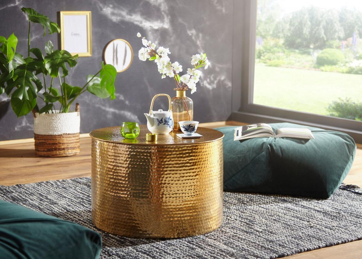 Wohnling Couchtisch RAHI 61 x 40,5 x 61 cm Gold
