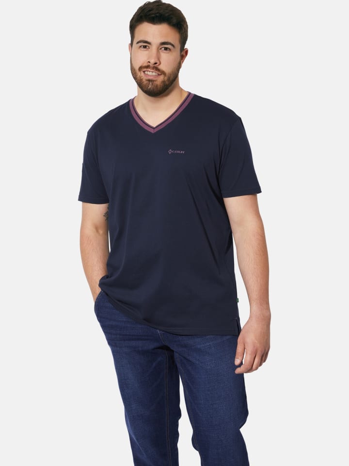 Charles Colby Doppelpack T-Shirt EARL EDELEY in lila dunkelblau günstig kaufen