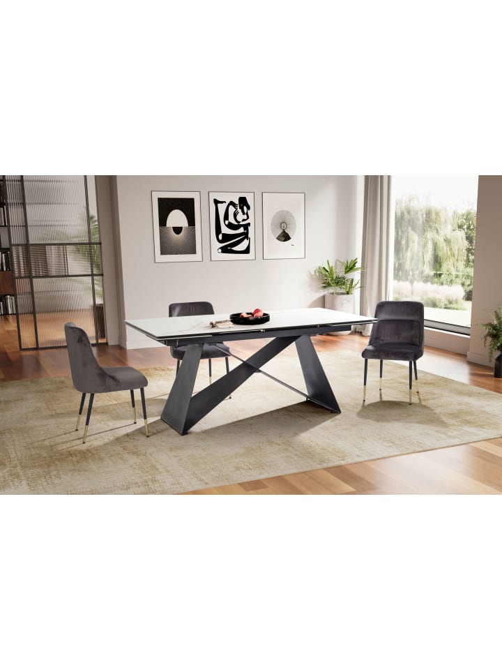 KADIMA DESIGN Esszimmertisch 180 - 260 cm Ausziehbar Keramik Glas , in Weiß günstig kaufen onesize