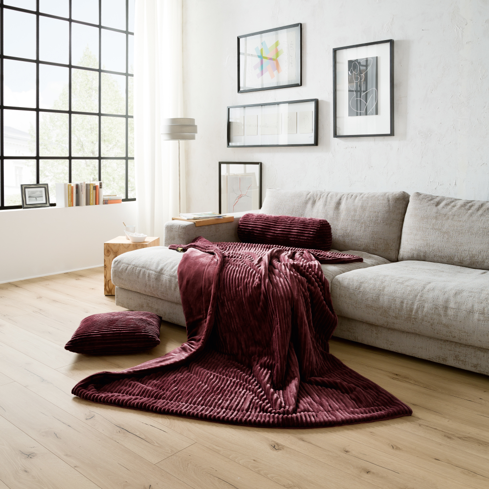Wohndecke Cord Optik brombeere