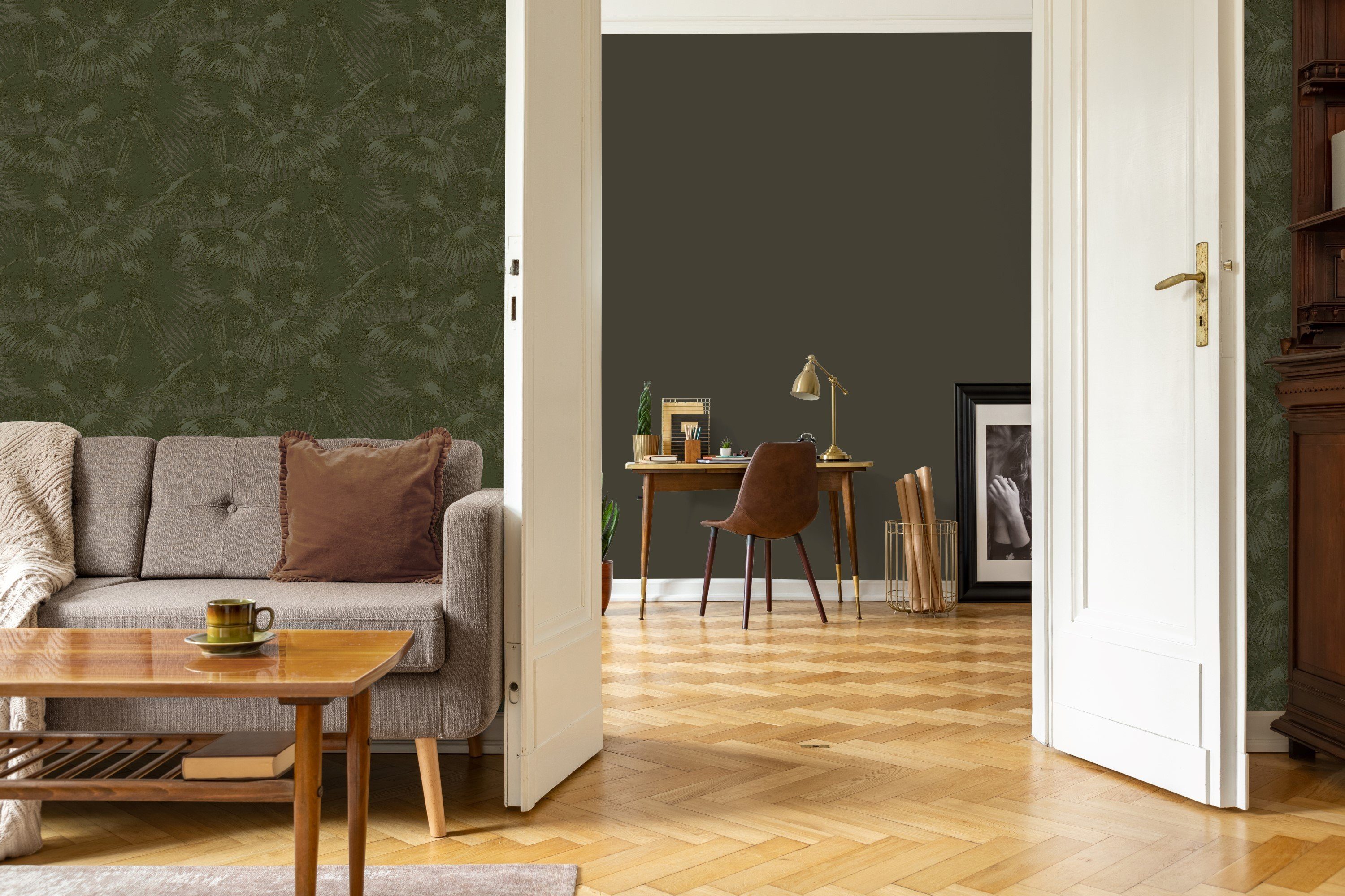 LOOKS by Wolfgang Joop Vliestapete Palm Fan Green, texturiert, botanisch, (1 St), 10mx52cm