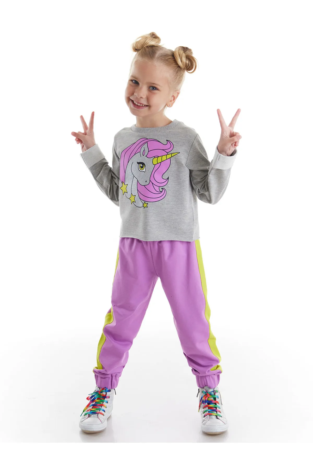 Denokids  Einhorn-Flieder-Trainingsanzug-Set für Mädchen