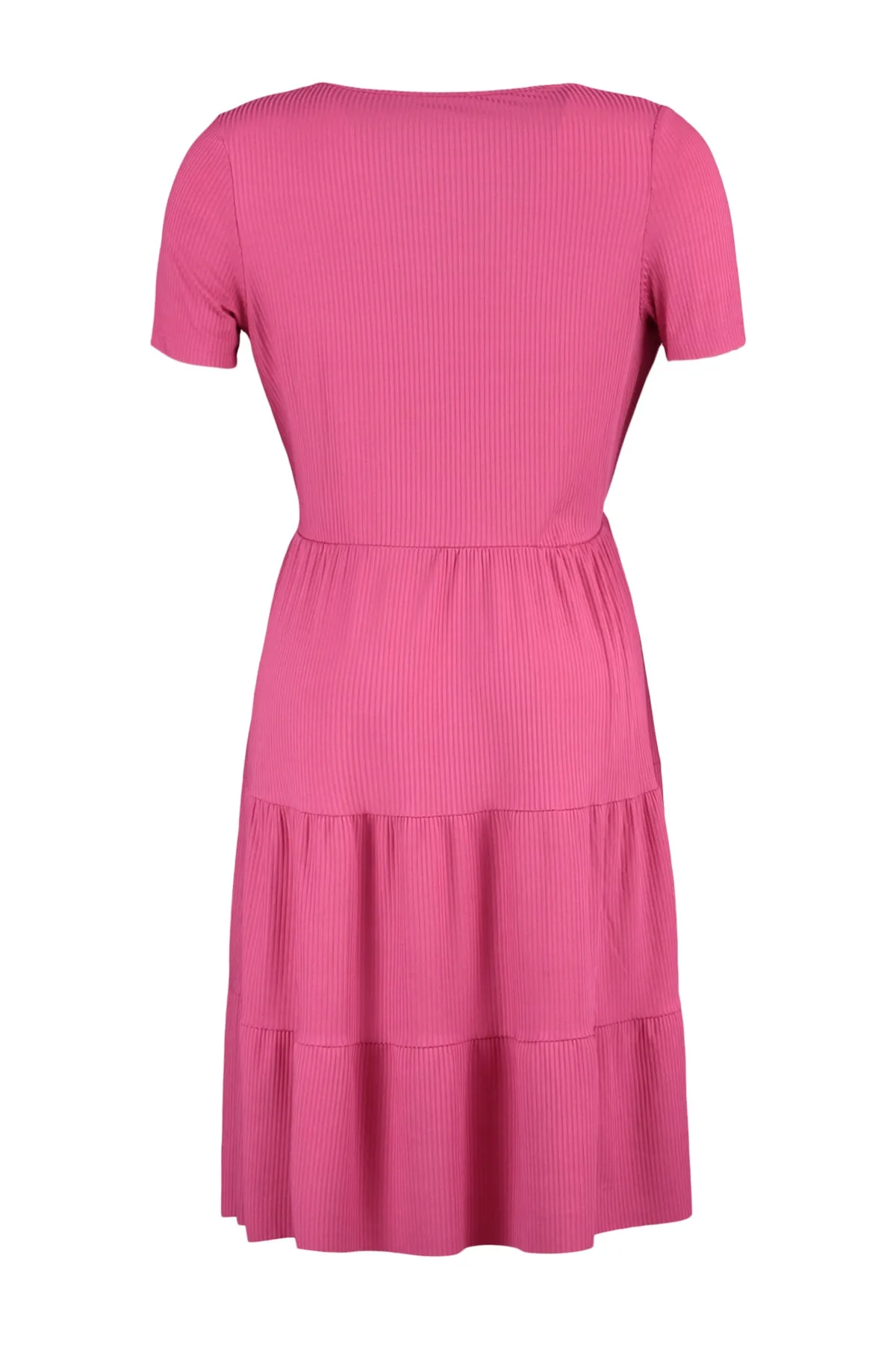 Trendyol Curve  Fuchsiafarbenes Strickkleid mit V-Ausschnitt und Blumenmuster TBBSS22EL1638