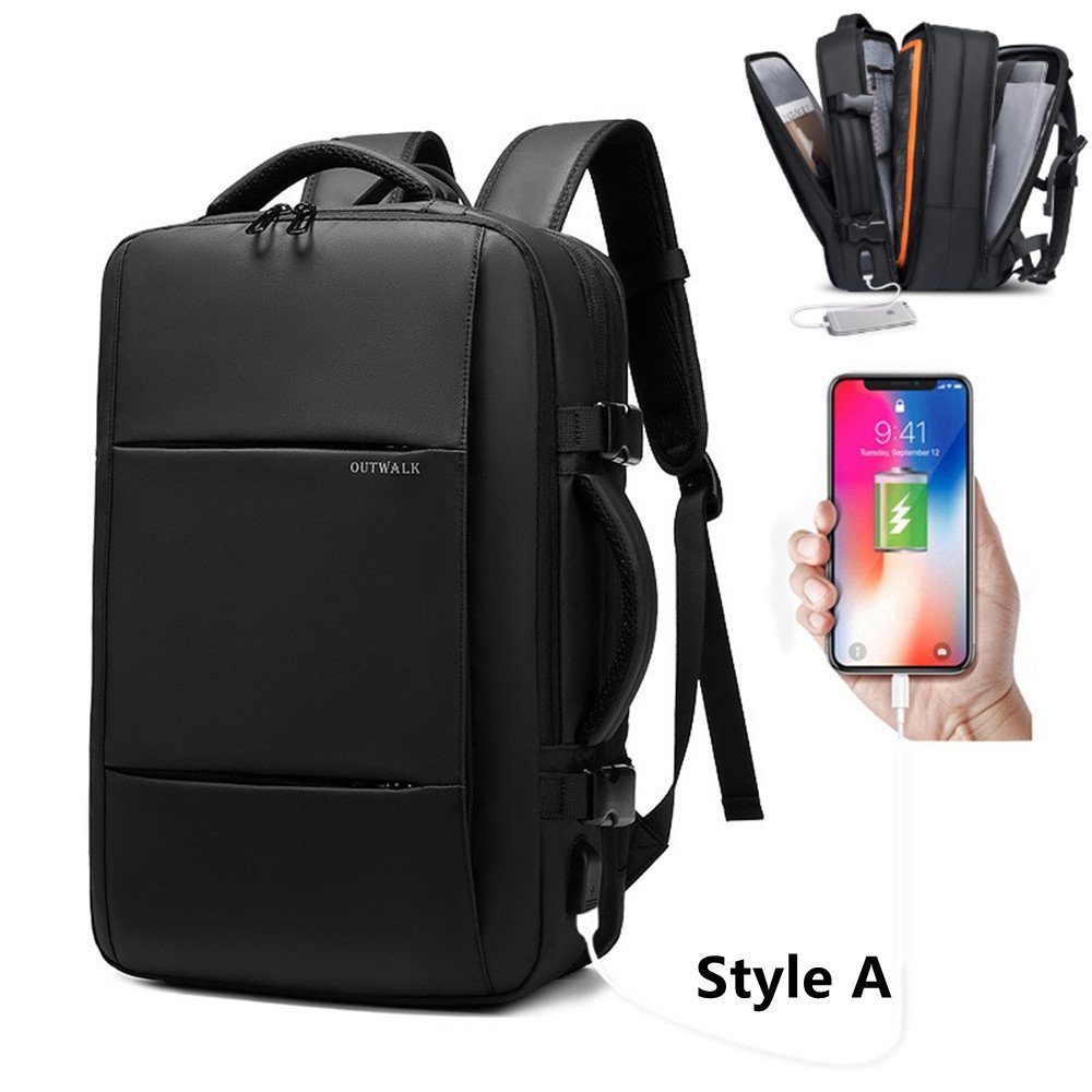 XDeer Reiserucksack 39L erweiterbarere Reiserucksack,Business-Laptop-Rucksack, wasserfester, diebstahlsicherer Laptop-Rucksack mit USB-Aufladung, 18 Inch Laptop-Rucksack für Männer und Frauen (Set), Vor dem Ausziehen 23L, Abmessungen 46*30*18cm; Nach