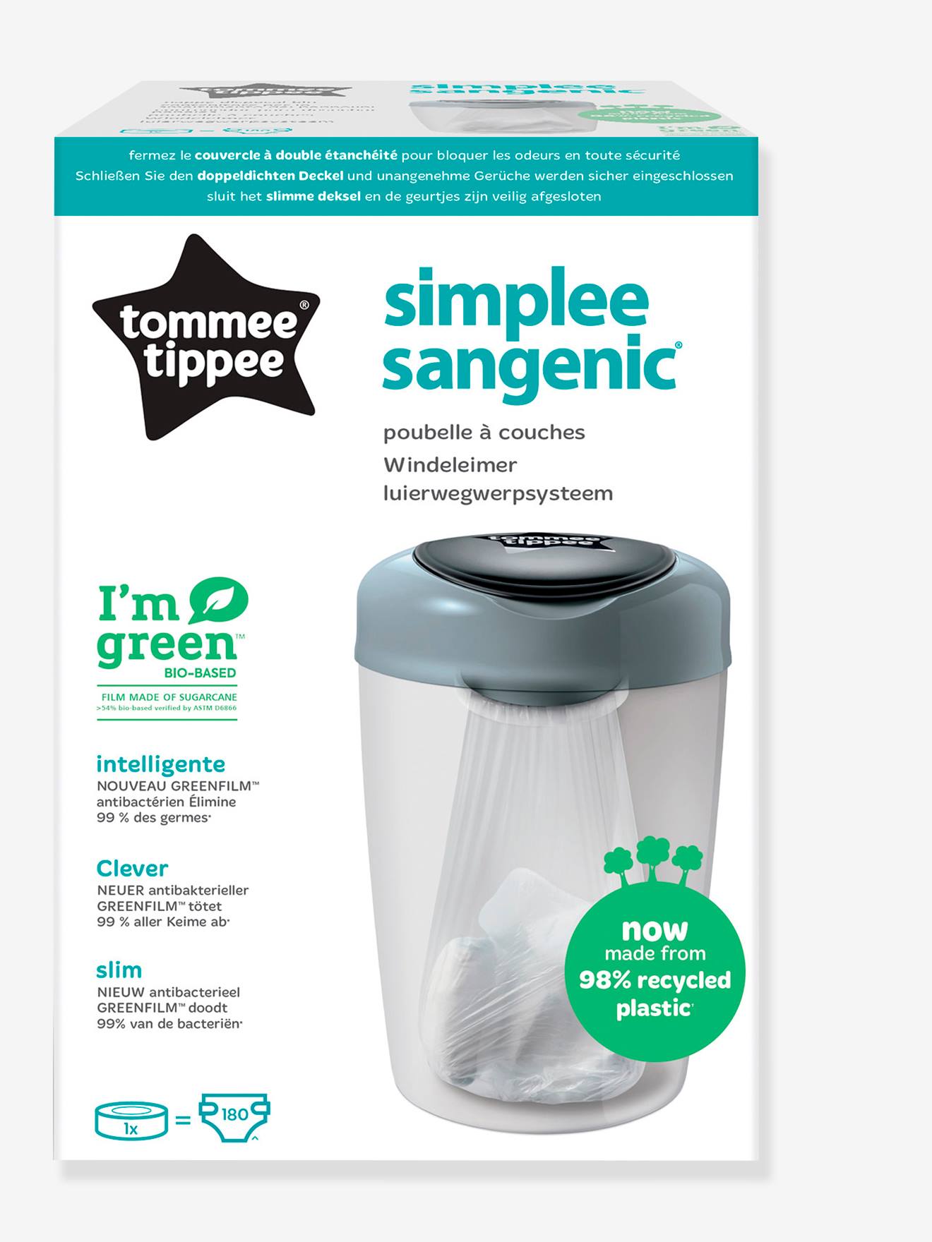 Tommee tippee Windeleimer Sangenic Simplee TOMMEE TIPPEE inkl. 1 Nachfüllkassette - weiß/grau