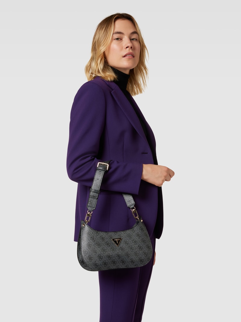 Handtasche mit Allover-Label-Details Modell 'MERIDIAN' in graphit