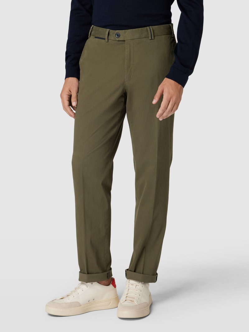 Regular Fit Bundfaltenhose Modell 'PEAKER' in olivgrün