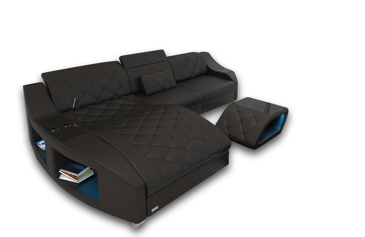 Sofa Dreams Ecksofa Ledercouch Leder Sofa Swing L Form Ledersofa, Couch, Sofa mit LED, verstellbare Kopfstützen, optional mit Schlaffunktion
