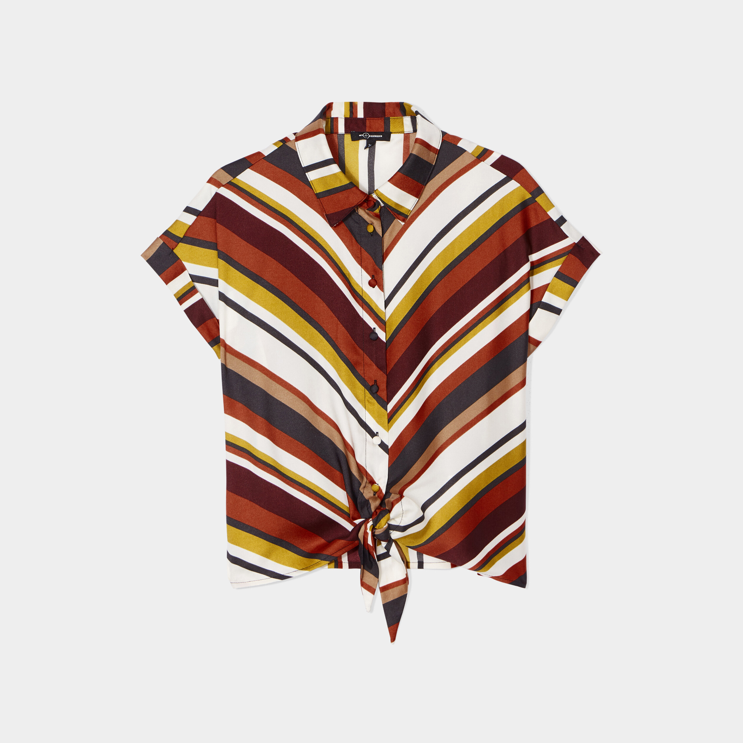 Chemise satin nouée manches courtes multicolore femme | La Halle