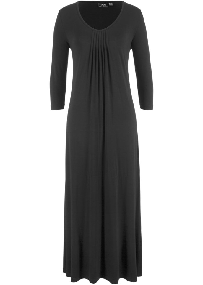 Viskose-Maxikleid in leichter A-Linie, 3/4 Arm