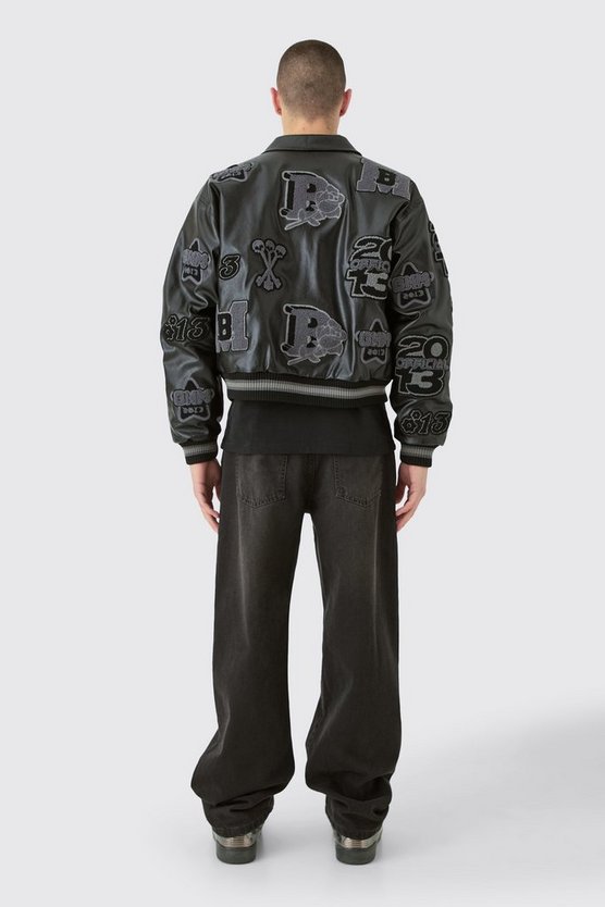 Kastige PU-Jacke