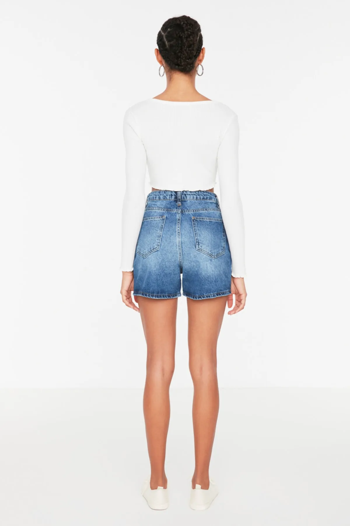 Trendyol Collection  Shorts - Dunkelblau - Hoher Bund