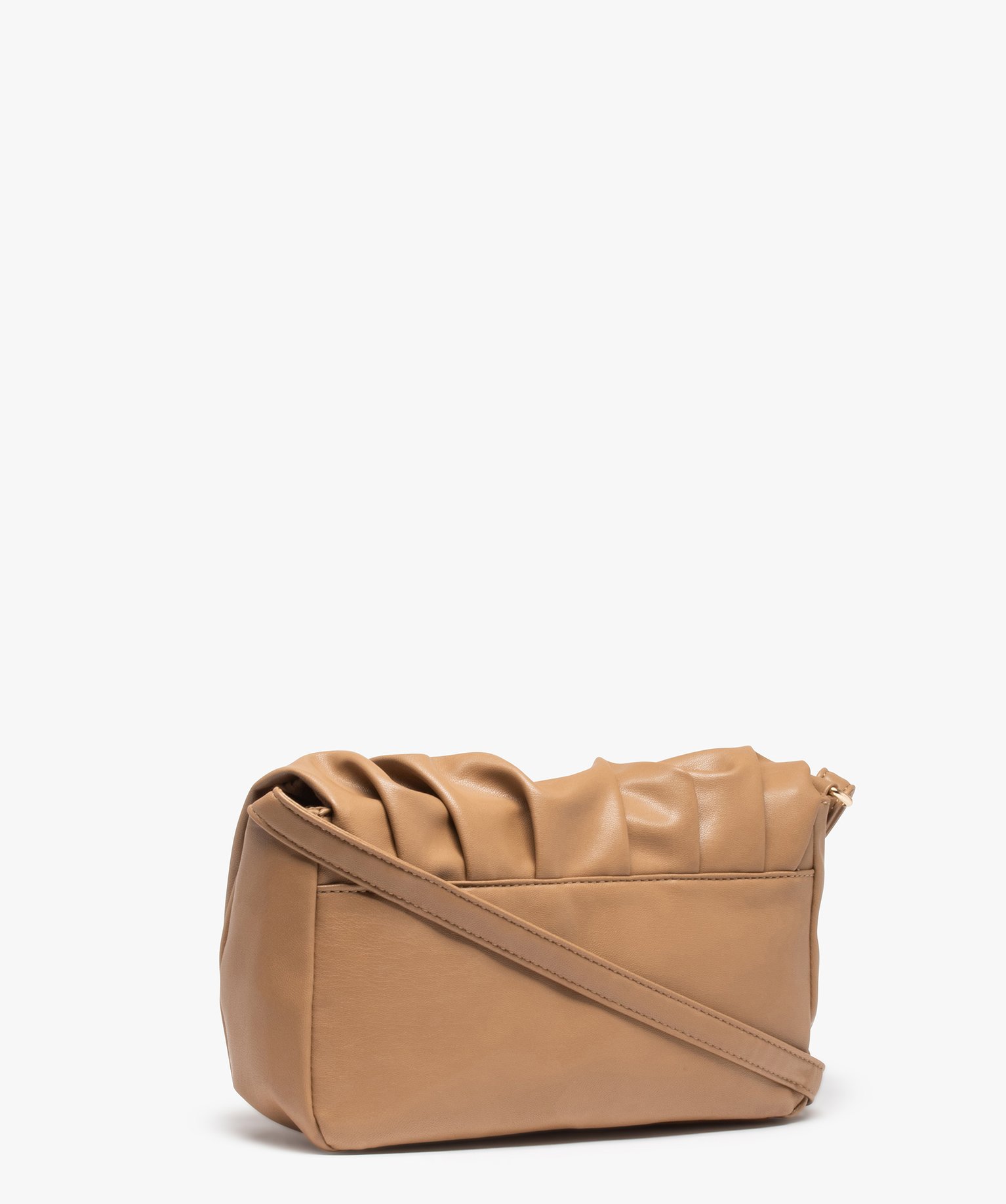 Sac femme en matière souple avec bouton métallique beige | GEMO