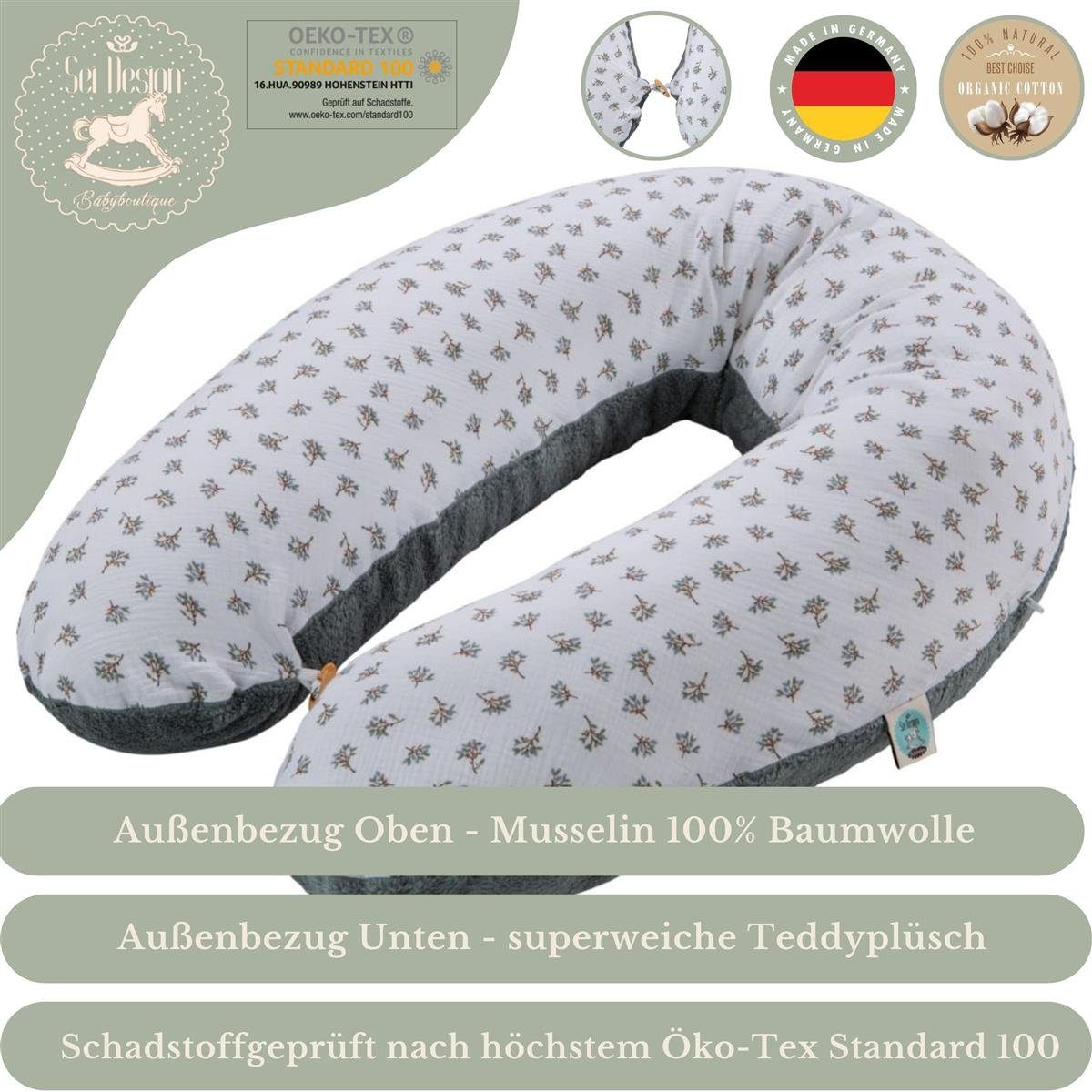 SEI Design Stillkissen Seitenschläferkissen, Babynestchen, Kuschelnest, Schwangerschaftski, Spar-Set, Bezug: 100% Baumwolle