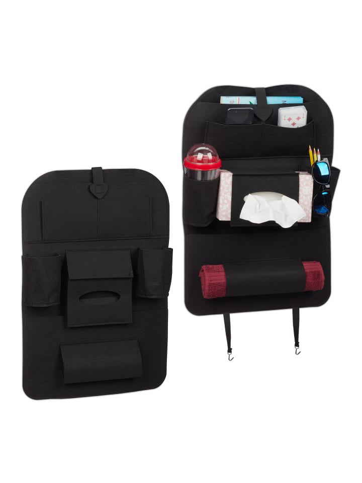 relaxdays 2x Rücksitz Organizer in Schwarz günstig kaufen onesize