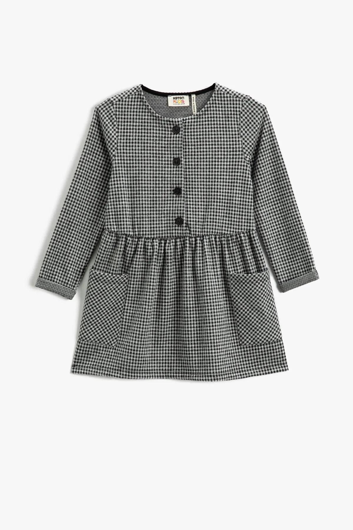 Koton  Schwarzes kariertes Mädchenkleid 3WKG80028AK