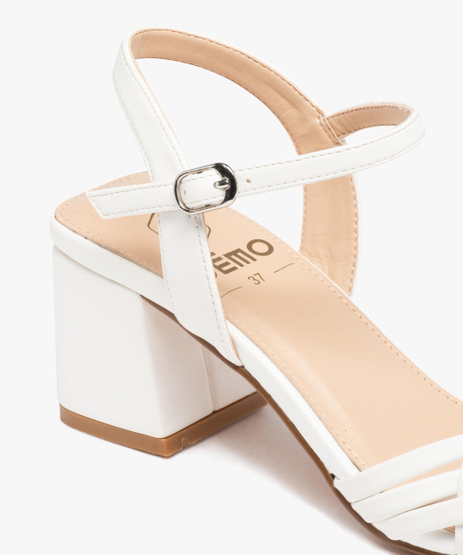 Sandales femme à talon et brides tressées unies blanc | GEMO