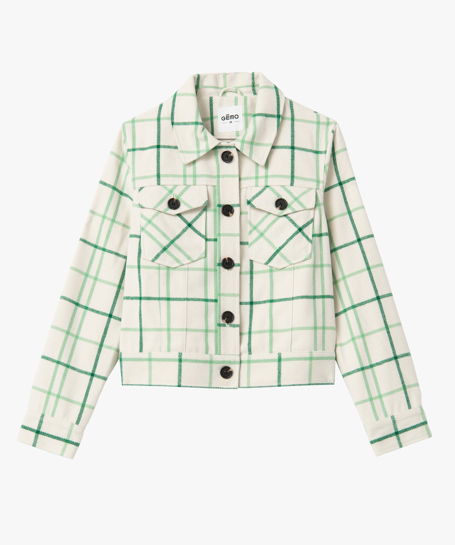Blouson femme à carreaux avec larges poches poitrine carreaux | GEMO