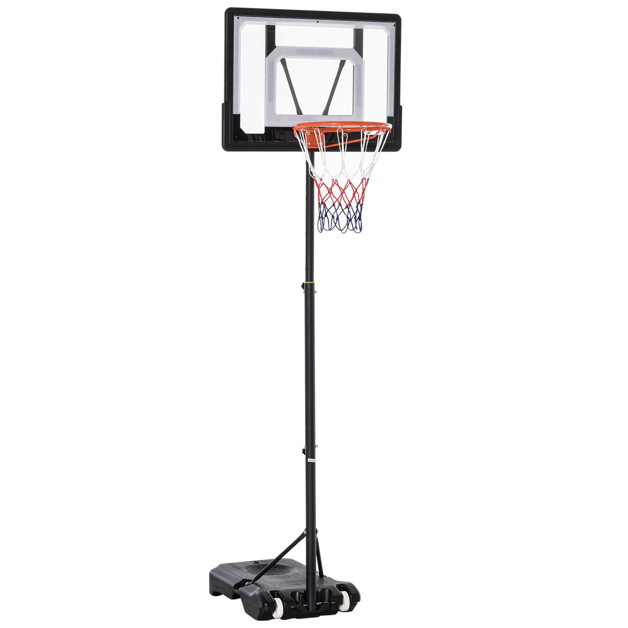 HOMCOM Basketballständer höhenverstellbar Basketballanlage mit Räder draußen Stahl PVC HDPE Schwarz 83 x 75 x 206-260 cm
