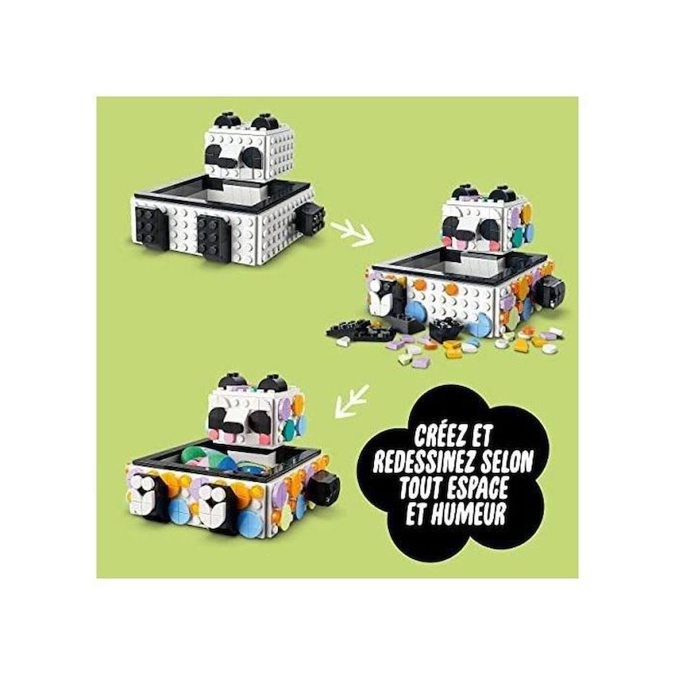 LEGO® 41959 DOTS Le Vide-poche Panda, Jouet avec Boîte de Rangement et Décoration pour Chambre ou Bureau d'Enfants dès 6 ans vert