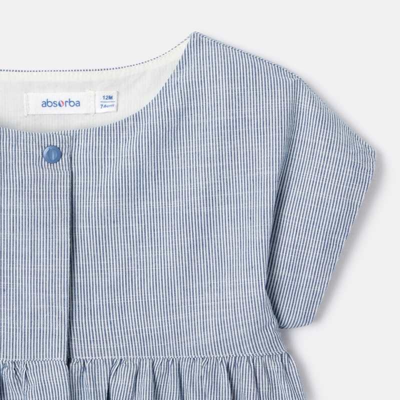 Robe sans manches en coton bio bleue bébé fille Absorba