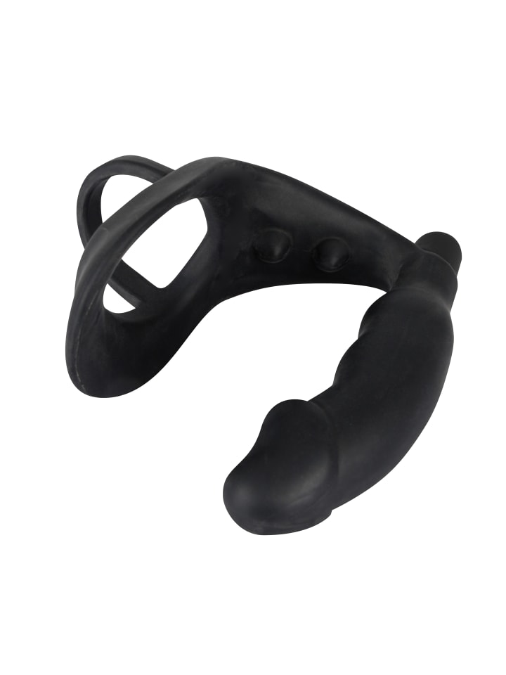 Black Velvets Penisring mit Plug mit Vibration Ring & Vibro Plug in schwarz günstig kaufen 11,3 cm