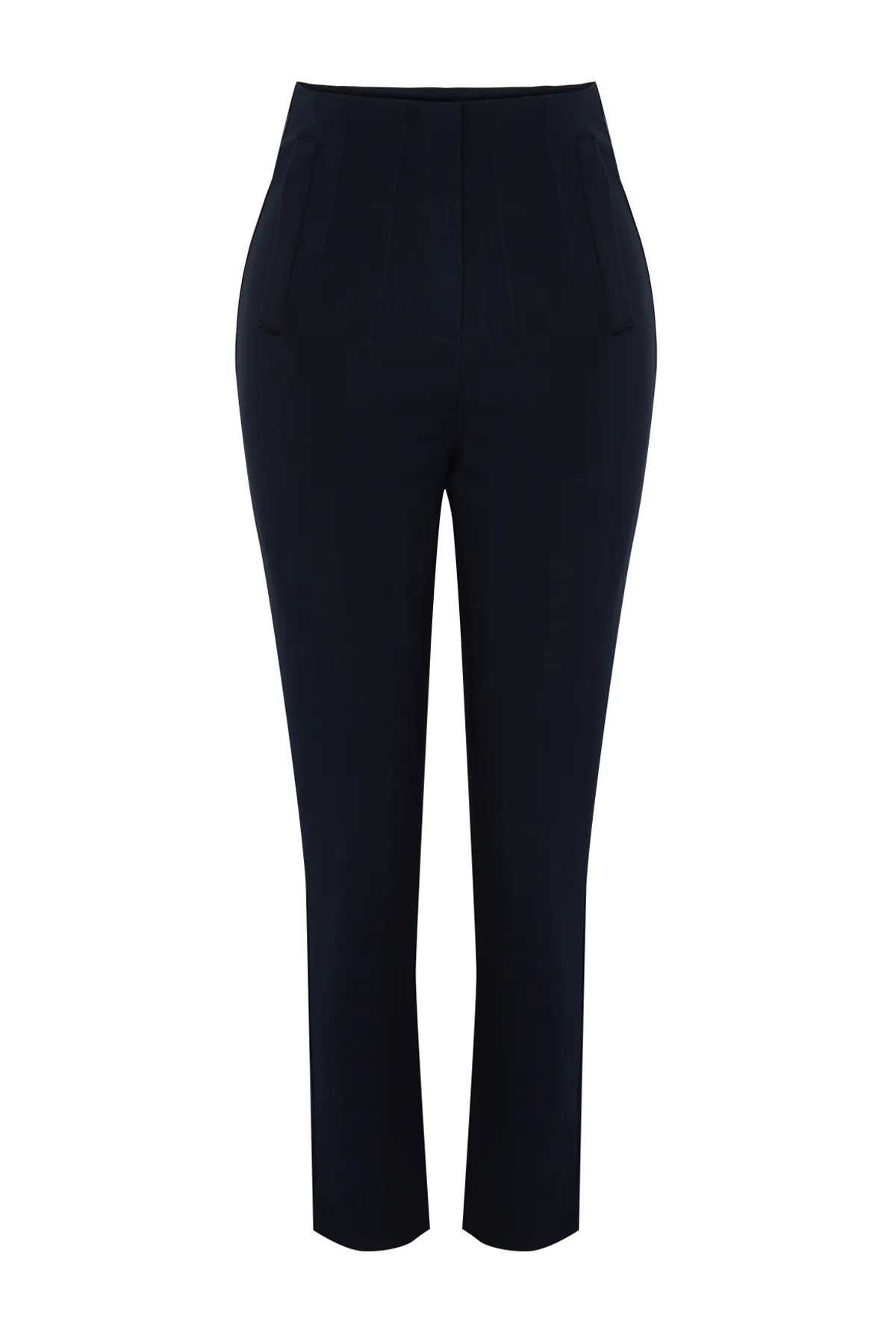Trendyol Collection  Poliviskon Stoff Marineblaue Zigarettenhose - Gewebt, TWOSS24PL00029