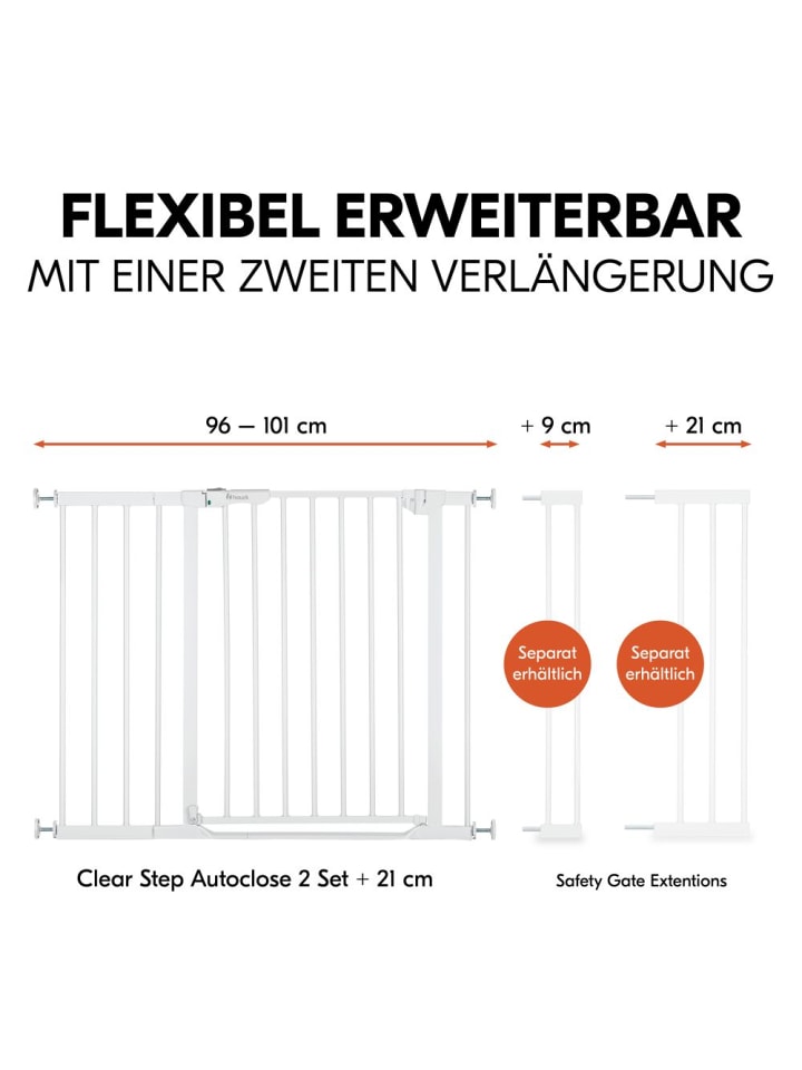 Hauck Türschutzgitter inkl. Verlängerung Clear in weiss günstig kaufen onesize