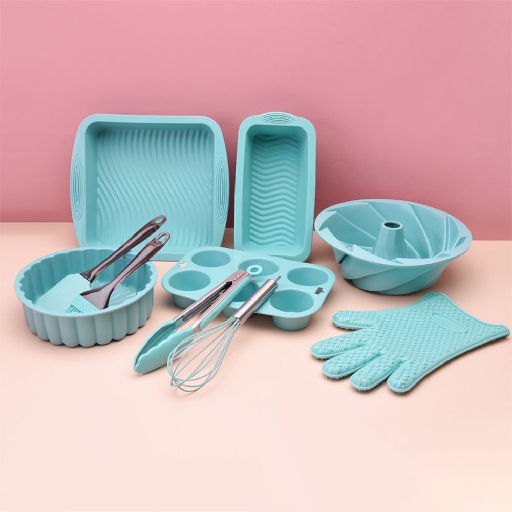 Zimtky Backblech Silikon-Kuchenform, 10-teiliges Backwerkzeug-Set für die Heimküche