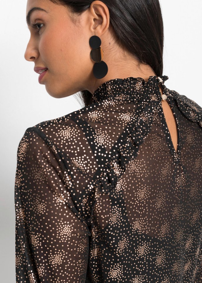 Mesh-Shirt mit Folienprint