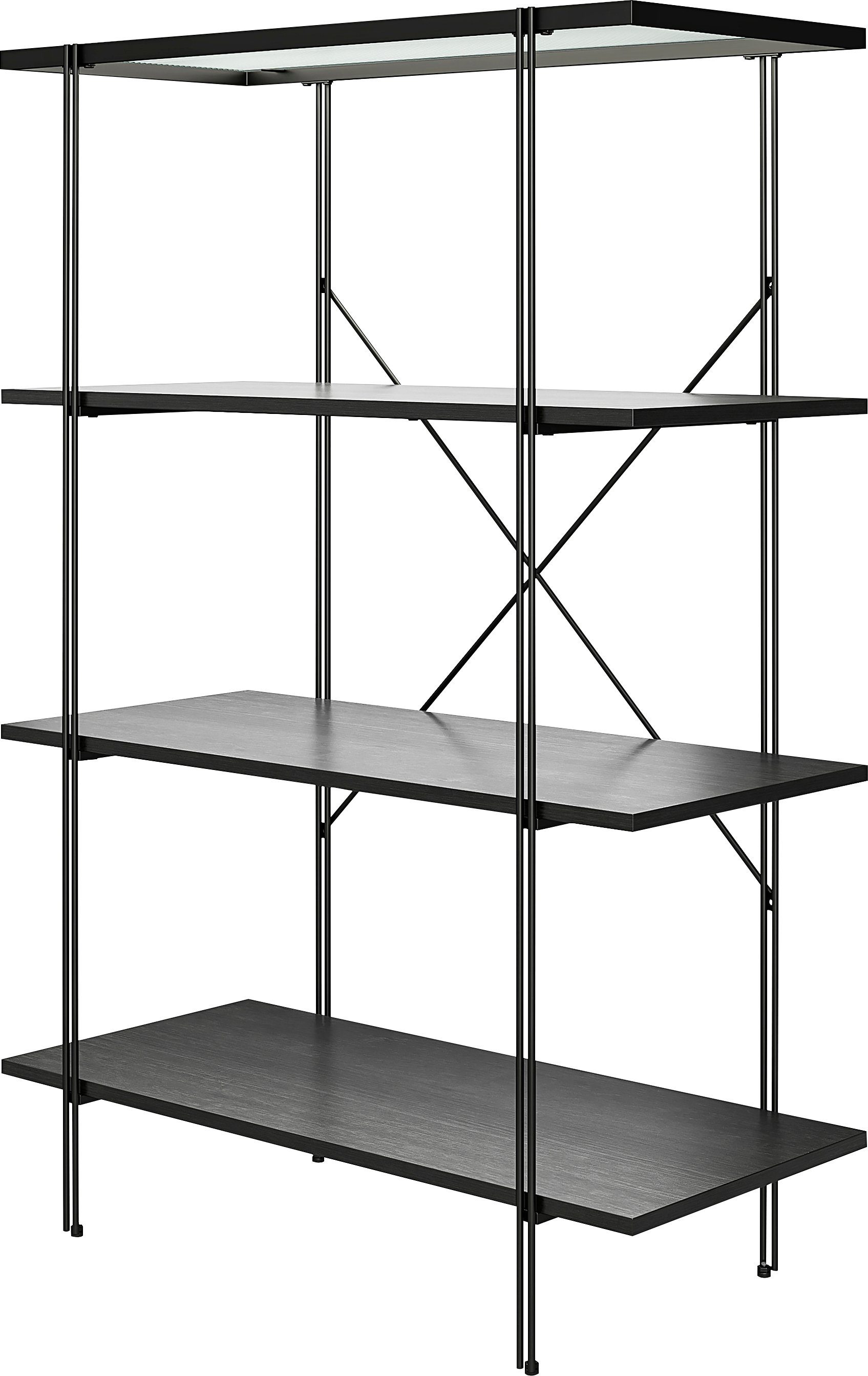 Dorel Home Aktenregal Wainwright, 1-tlg., Oberboden aus Glas, Breite 79,5 cm, Höhe 117 cm, Metallregal