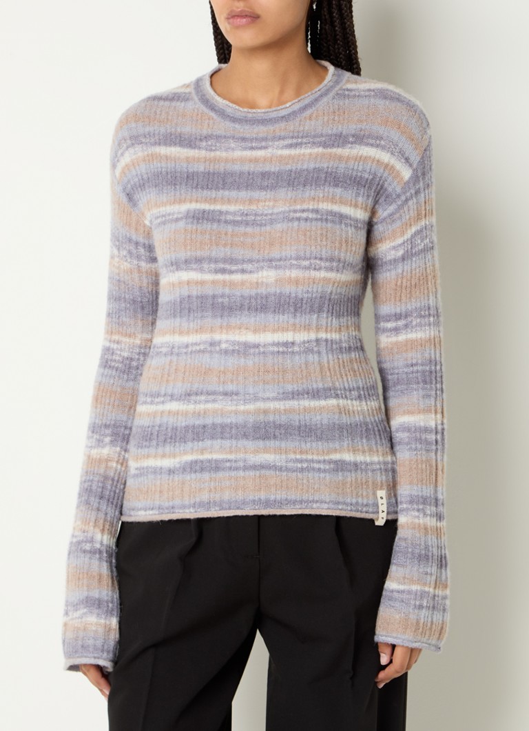 OLAF Chunky knit top in alpaca wool blend with stripe print