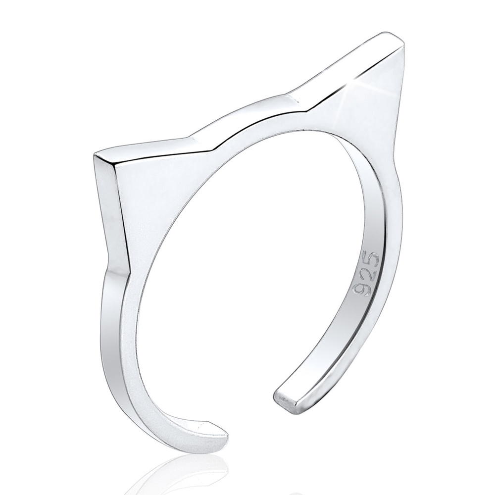 Elli Elli Bague Katzenohren Cat Geo Offen Trend Cool 925er Silber Bague