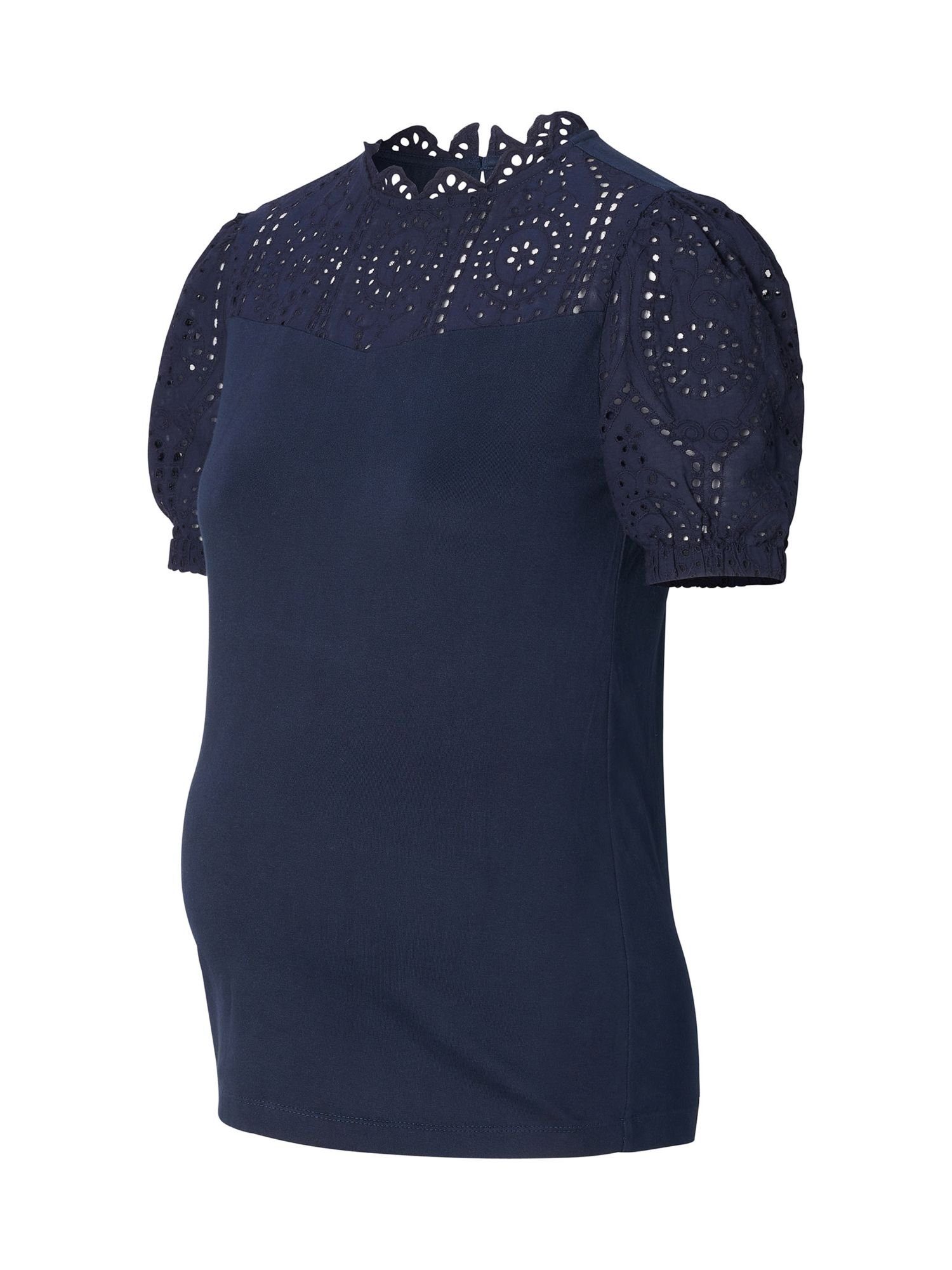 ESPRIT maternity Umstandsshirt Baumwoll-T-Shirt mit Details aus Lochspitze